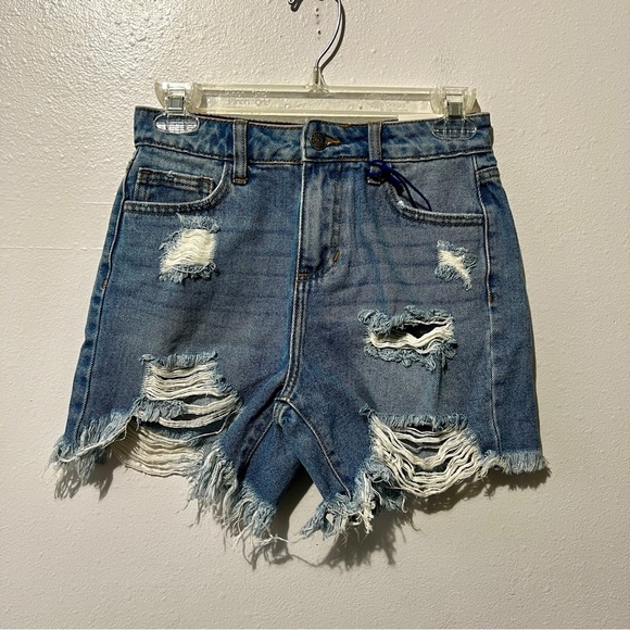 Cello NWT Distressed High Waisted Denim Shorts - XS (25") - Picture 3 of 12